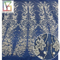 Luxury Bridal 3d Flower Embroidery Sequin Mesh Lace Fabric French White Wedding Beaded Tulle Lace Fabric for Dresses Women