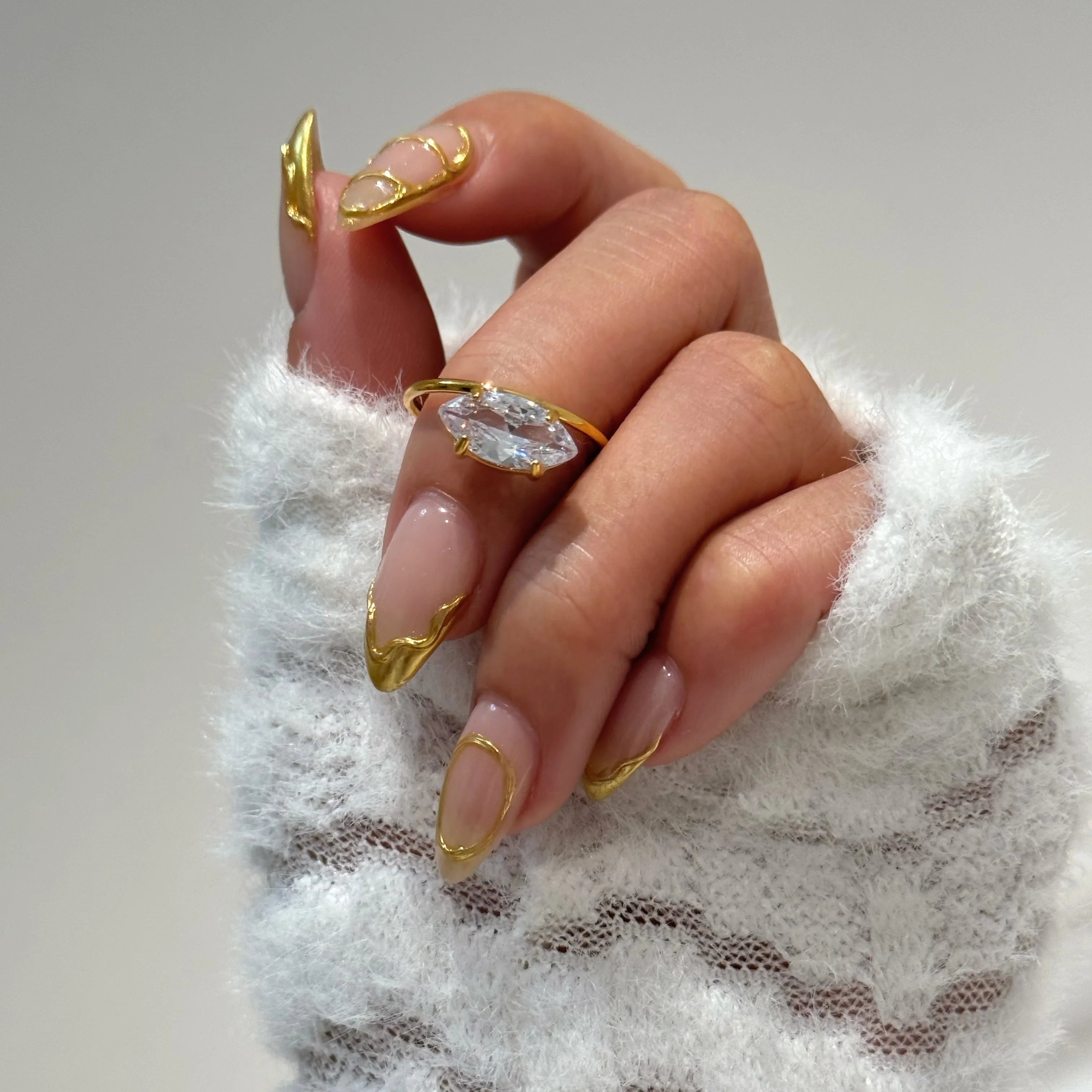 Dazan HOT Winter New Ins Trendy 18k PVD Gold Plated Stainless Steel Clear Horse Eye Zircon Cute Korean Ring Valentine s Day Gift