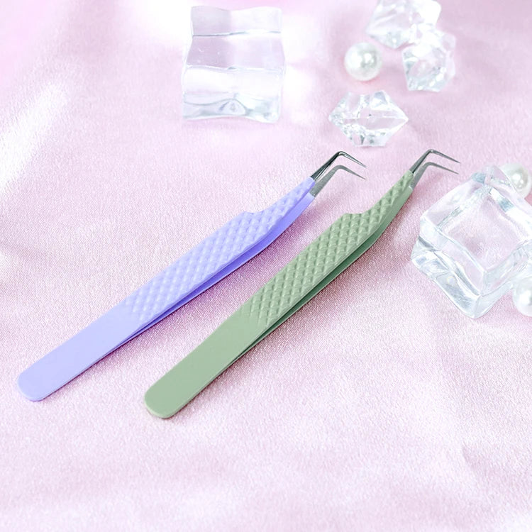 Russian Volume Eyelash Tweezers Pincer Private Label Isolation Lash Extension Tweezers Fine Super Fiber Tip Eyelash Extension
