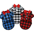XS~4XL Summer Spring Checkered Pet Dog Shirt with Bow Tie