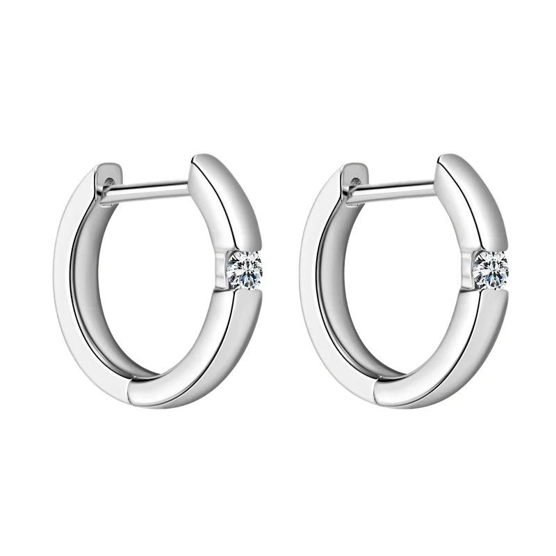 Real 925 Sterling Silver Earrings Set Simple Round CZ Hypoallergenic Hoops for Women Wholesale Bulk Fine Jewelry Gift