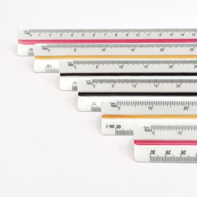 30cm Plastic Professional Drawing Ruler Beveled Edges Architecture 6 Ratio 1:100/200/250/300/400/500 High Scale Triangular Scale