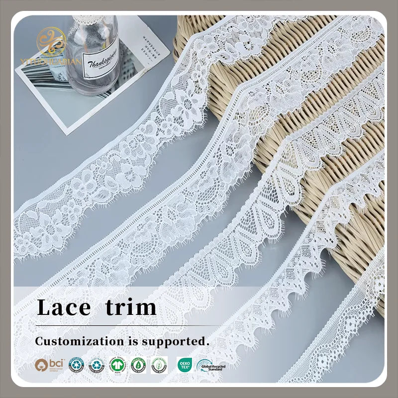 Fashion Design Elastic Lace 90% Nylon 10% Spandex Chantilly Stretch Lace Trim for Dresses