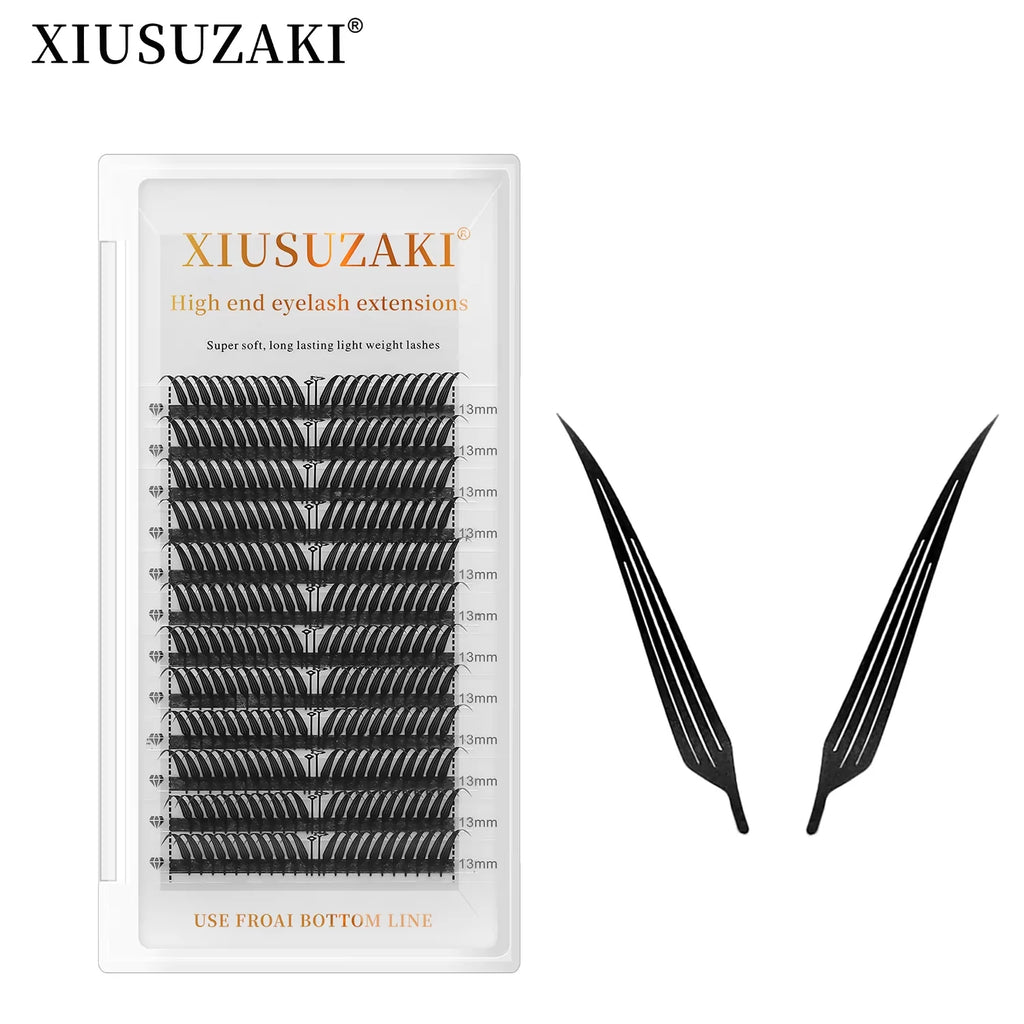 XIUSUZAKI Custom Private Label Spikes Lashes Manga Volume Premade Feather Grafting Slant Luxury Fox Comic Eyelash Extension