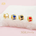 CZ Charm Enamel Brass Copper Hexagon Cube Beads Spacer Connector for Bracelet Necklace Jewelry Making