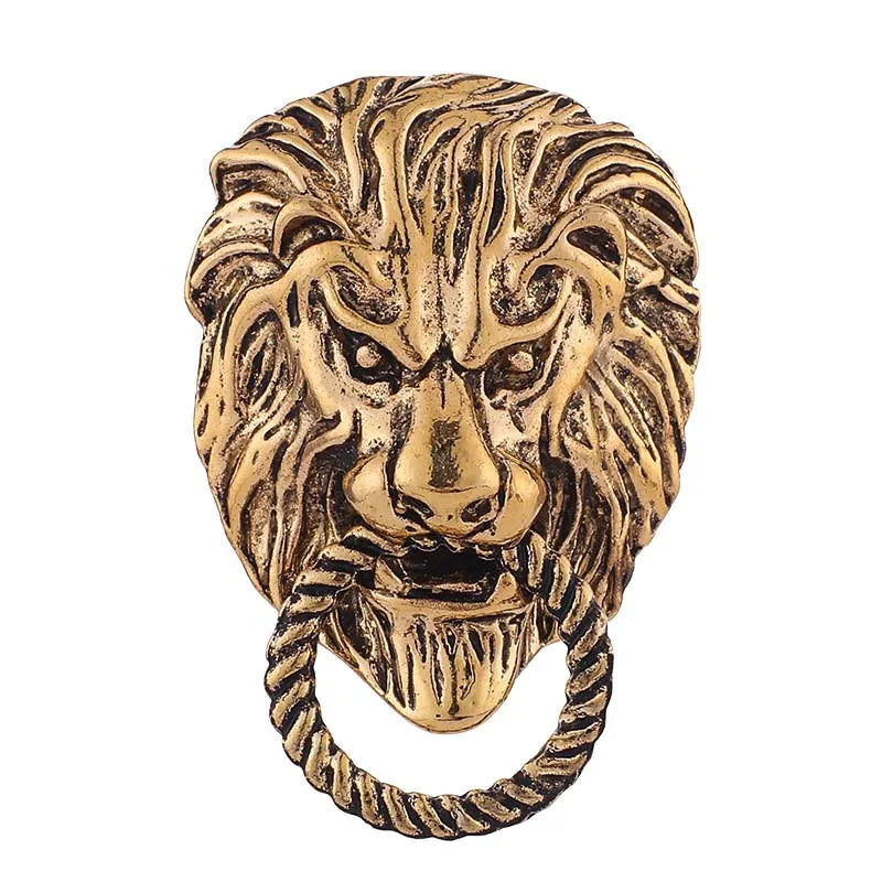 Vintage African Prairie Lion King Brooch Gold Silver Plating Fashion Men's Jewelry Gift Mens Suit Animal lion Lapel Pin Brooches
