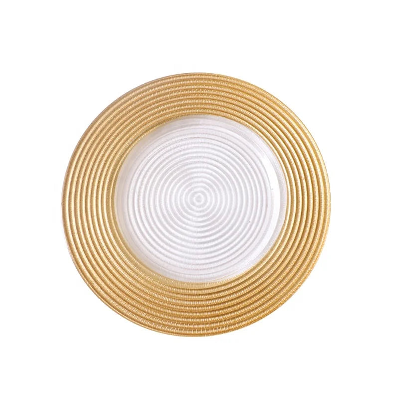 Charger Plate Gold Rim Cheap 13 Inch Wedding Decoration Charger Plate Wholesale Silver Gold Clear Glass