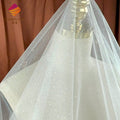 Shiny White Sequin Crystal Powder Sheer Tulle Fabric With Sparkle Glitter Metallic Ivory Shimmer Mesh Fabric for Costume Dresses