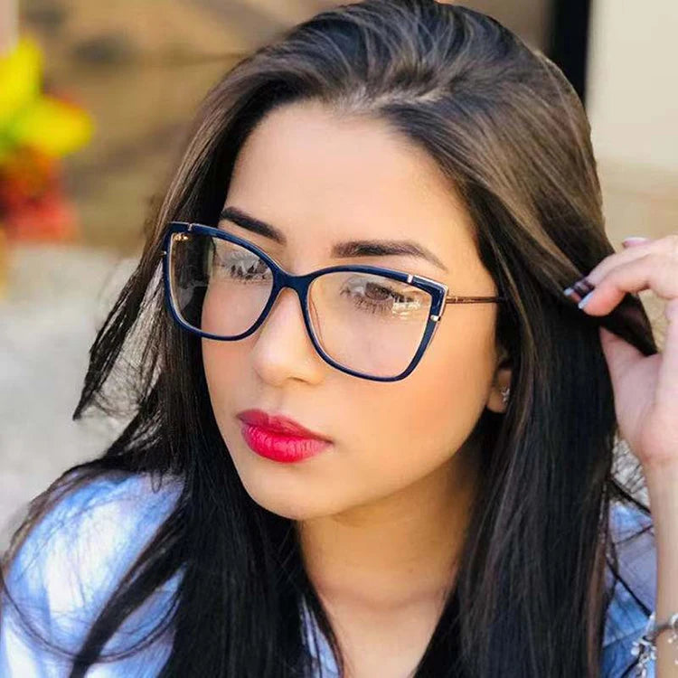 Fashion Women TR90 Optical Eyeglasses Frames Popular Computer Glasses Light Metal Spring Hinge Unisex Optical Frame