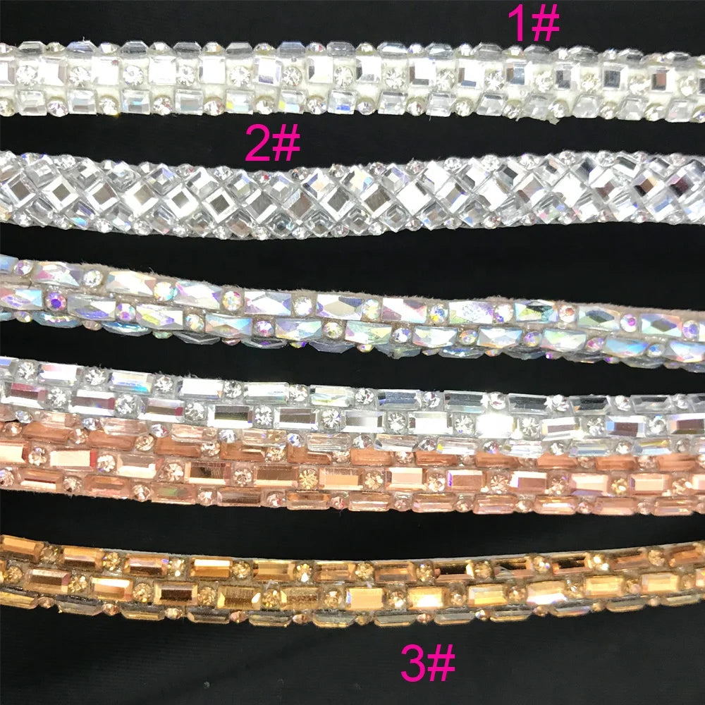 S465  2021 New Arrival Semi Round Rhinestone Trim for Shoes Crystals Rhinestone Stripe Shoes Decoration