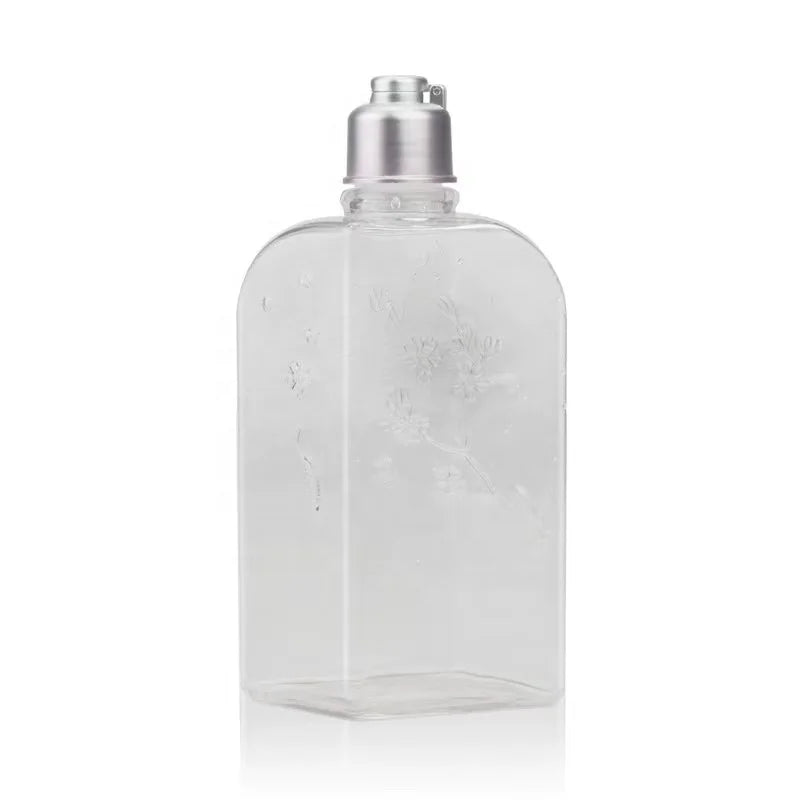 New Arrival 260ml Translucent Pink Frosted PET Shampoo Bottle Oval Shape Silver Screw Cap for Shower Gel Body Lotion Wig Use