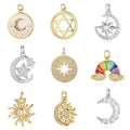 BM Fashion Accessories Star Moon Sun Rainbow Copper Zircon DIY Jewelry Pendant Charms for Jewelry Making
