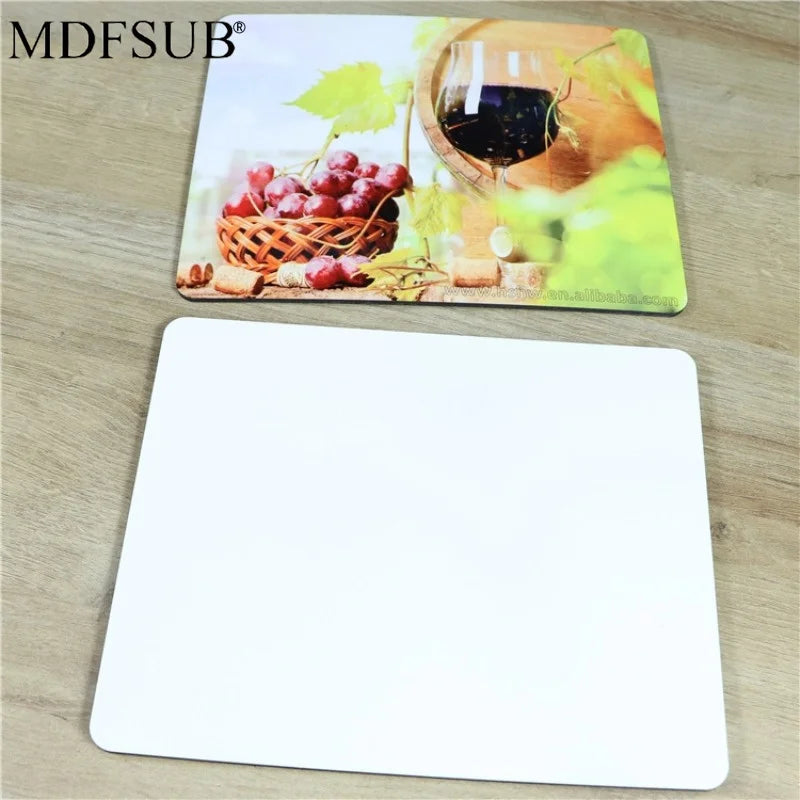 MDFSUB 4mm Thick Wooden Sublimation MDF Rectangle Placemat 20x26cm Cork Back Eco-Friendly Home Decoration