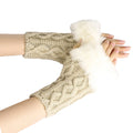 Fashion Knitting Warm Fur  Winter Cute Girl Knitted Gloves Fingerless Gloves for Ladies