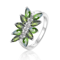 Abiding Luxury 925 Sterling Silver Ring Natural Peridot Gemstone Marquise Flow Brilliant Shinning Retention Ring for Women