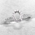 Sterling Silver 4*6/5*7mm Semi Mount Ring Empty Frame Blank Support Setting S925 Base Holder Without Center Stone for DIY Inlay