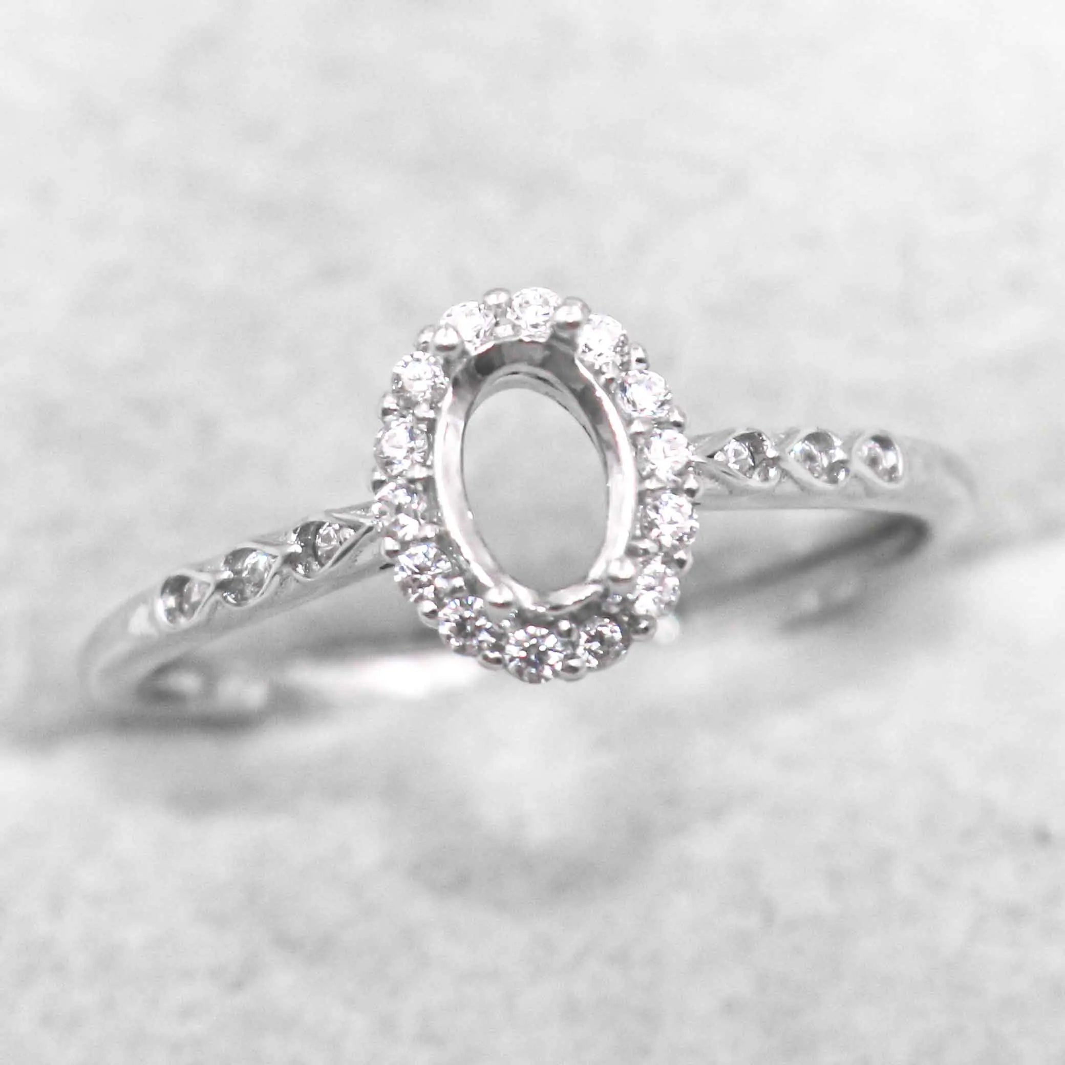 Sterling Silver 4*6/5*7mm Semi Mount Ring Empty Frame Blank Support Setting S925 Base Holder Without Center Stone for DIY Inlay