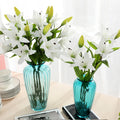 High Grade Simulation Flower PVC Small Lily Long Stem Handle Lily Flower Vase Decoration for Home Wedding Decoration