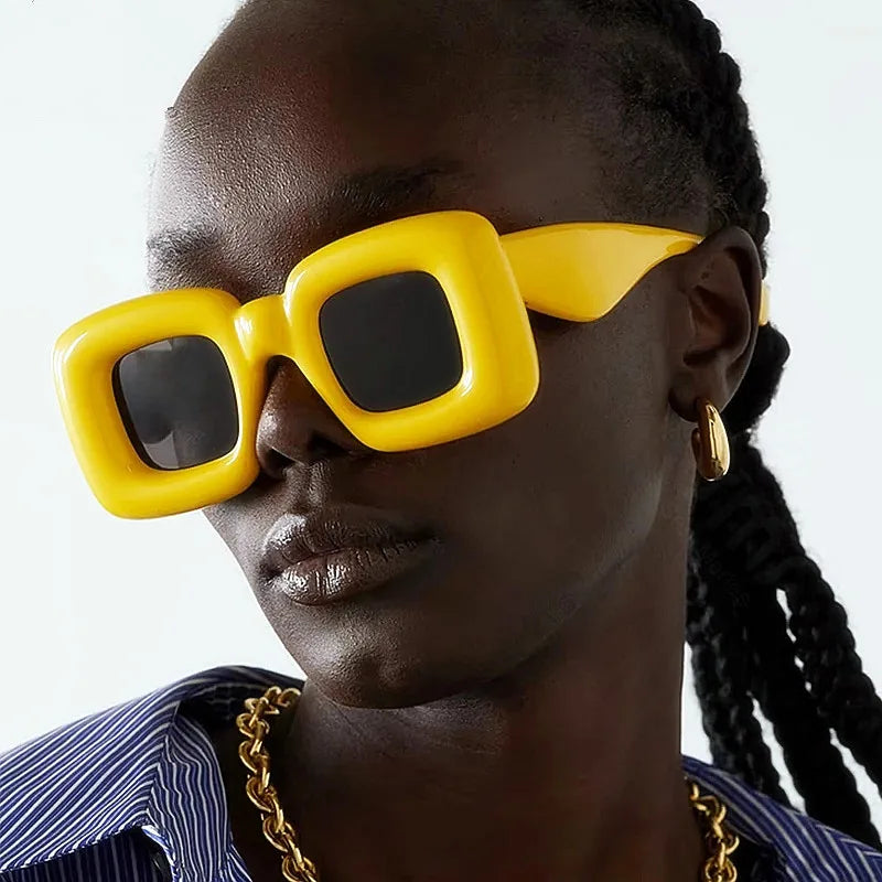 Custom Logo Fashion Candy Color Big Frame Sun Glasses UV400 Punk Square Sunglasses  Women Men