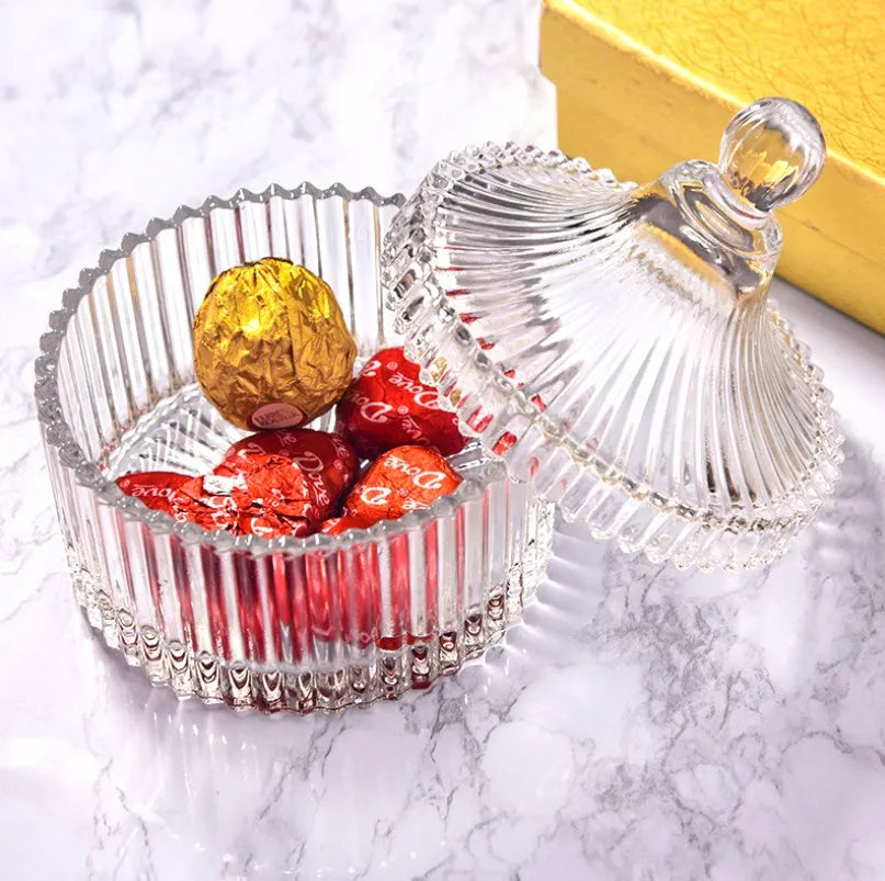 Wholesales Large Custom Logo Glass Container Glass Candle Jar Lead-free Glass Candy Jar With Lid