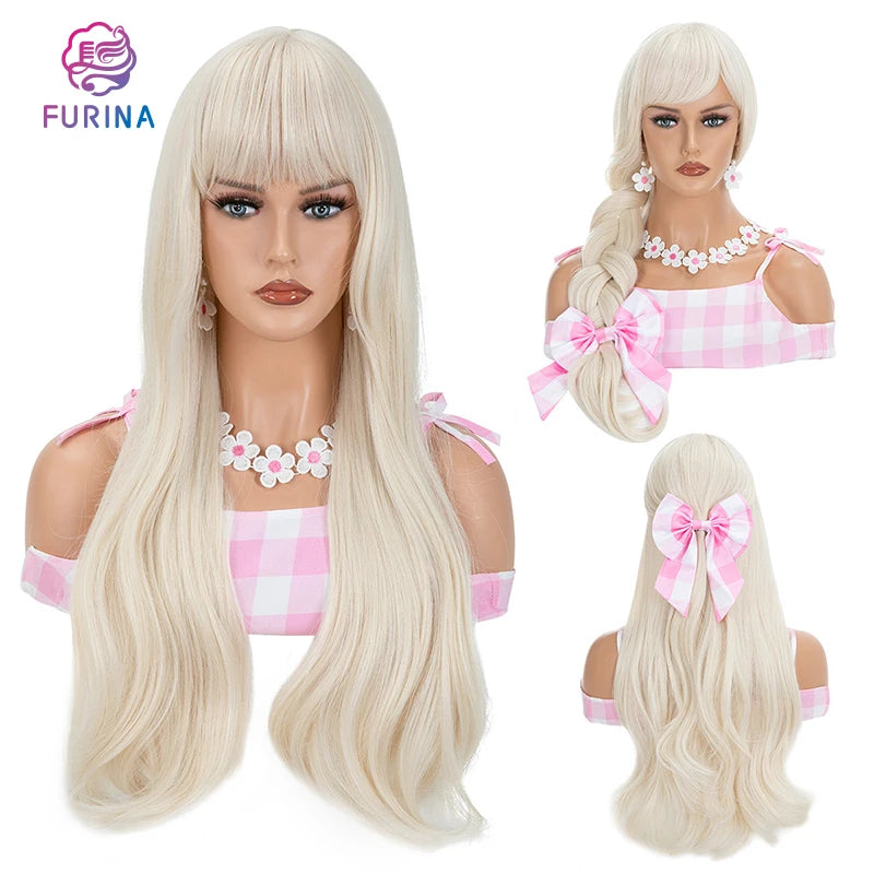 Wholesale Beauty Lady Wigs Synthetic Machine Made Wavy Hair Synthetic Wigs