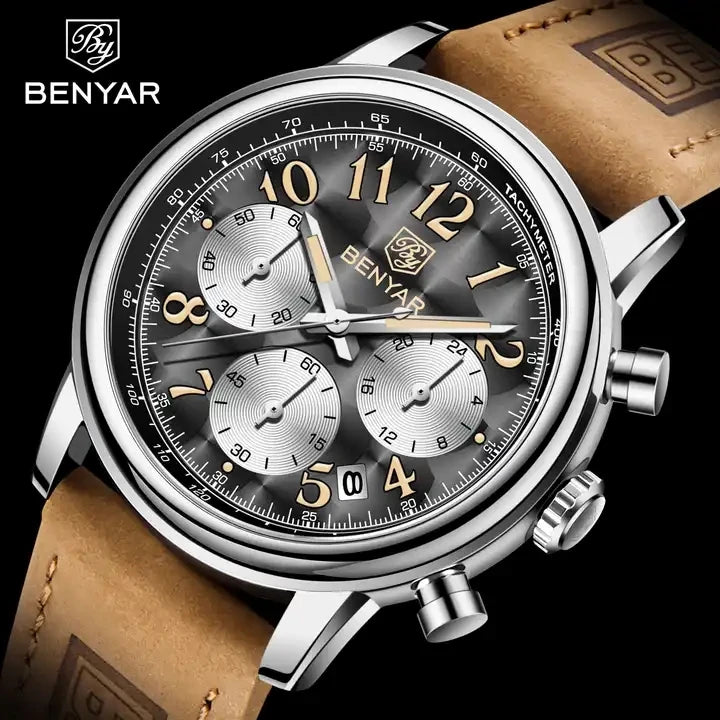 Wristwatches Quartz Watch Men  Chronograph BENYAR Mens Watches  Luminous Waterproof Sport Male Watches 2023