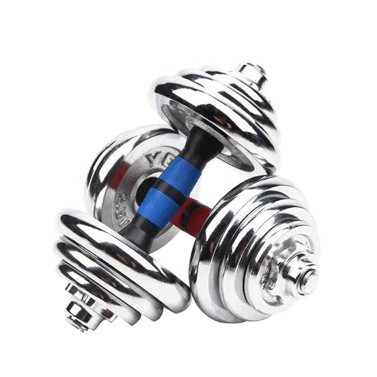 For W02201 Mancuernas 15/20/30/50kg Adjustable Dumbbell Set Solid Cast Iron Electroplated Silver Home Use Weight Lifting