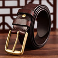 Men's Genuine Cowhide Leather Belt With Vintage Needle Buckle Handmade Layer Head Layer for Casual Jeans Easy Match for Youth