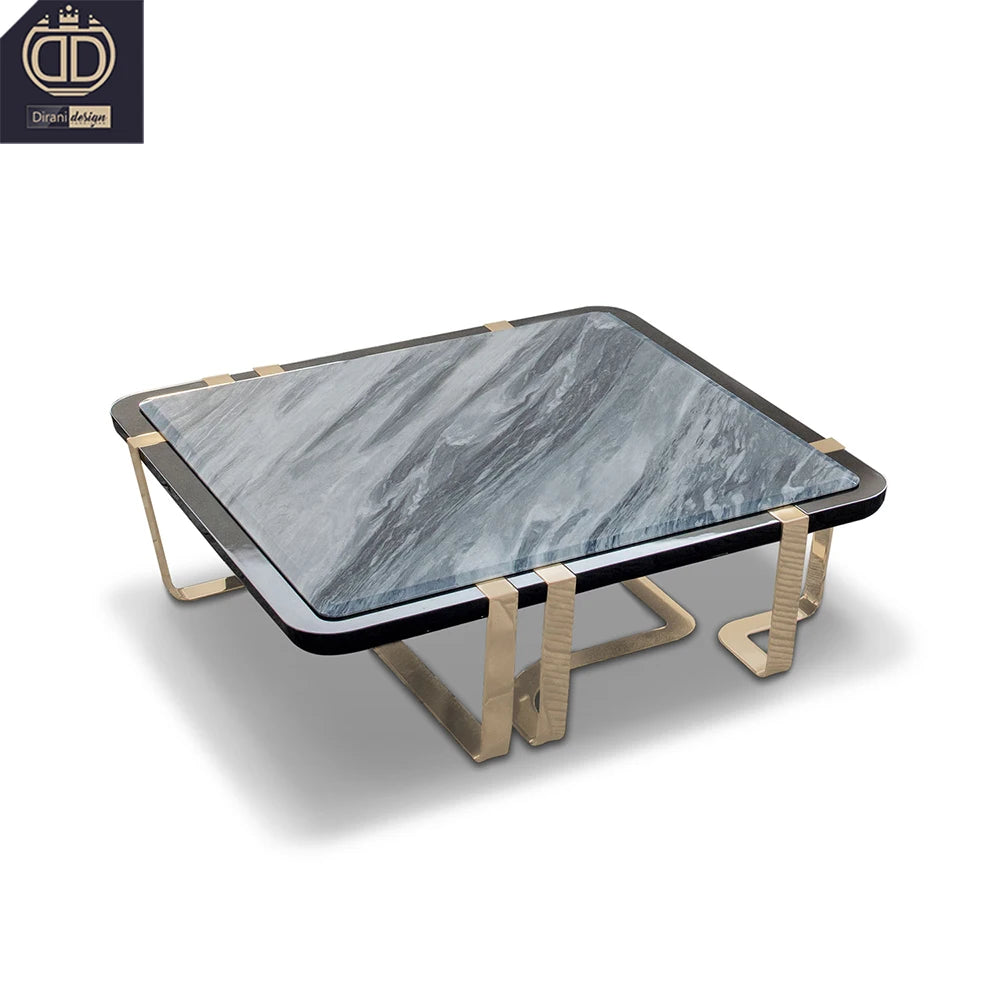 Modern Luxury Living Room Coffee Table Marble Top Stainless Steel Frame Customizable Size 5-Year Warranty Metal Construction