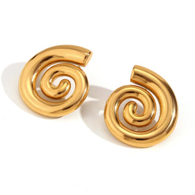 Statement Big Earrings Women Wedding Conch Gold Plated Stainless Steel Ear Stud