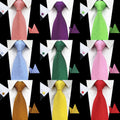 Free Shipping Luxury Custom Business Solid Color Grey Pink Hanky Cufflinks Men Ties Wholesale Plaid Silk Mens Necktie Set