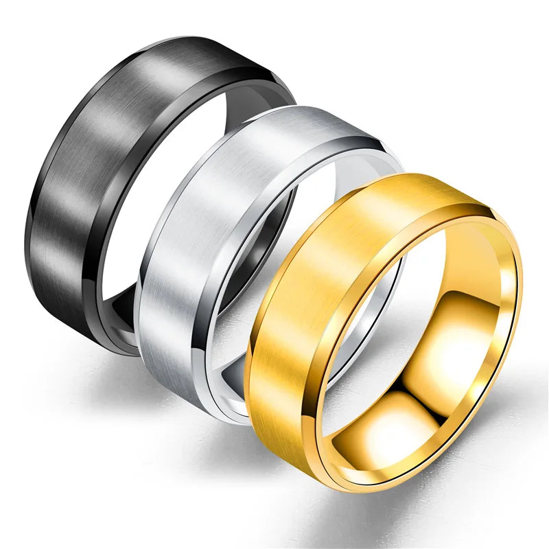 Fashion Tarnish Free 18K Gold Silver Plated 8mm Width Blank Titanium Stainless Steel Ring Jewelry MegaBDM