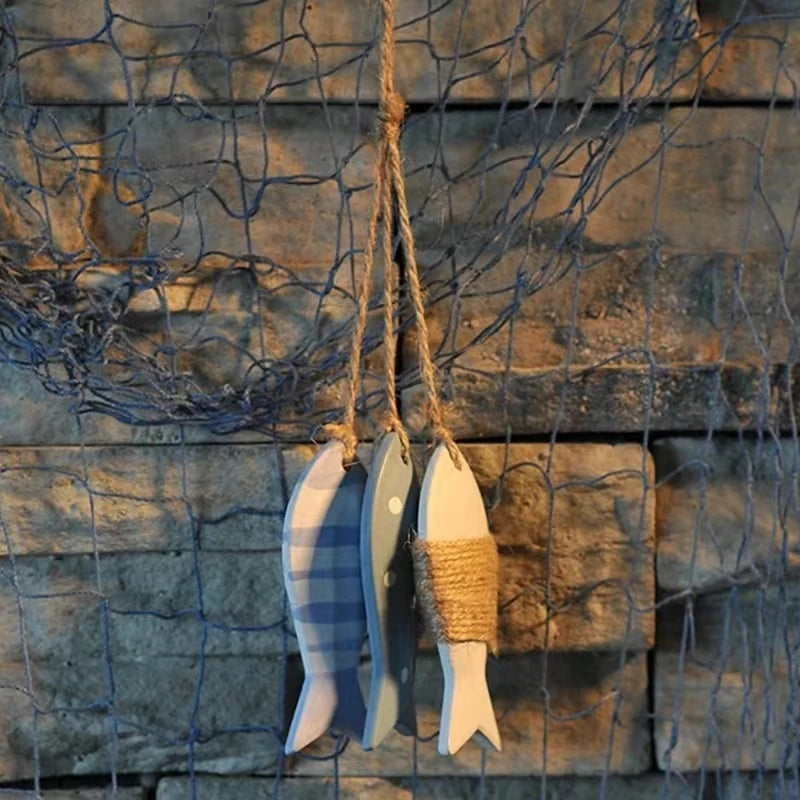 Eco-Friendly Mediterranean Fish Wooden Wall Hanging Ornament HYF08 for Cafe Shop Decoration