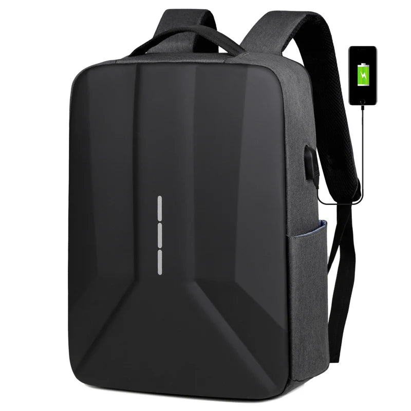 Custom LOGO Reflective Anti-Theft Hard Shell Business Laptop Backpack Full Open Design with Zipper Closure Waterproof USB Access
