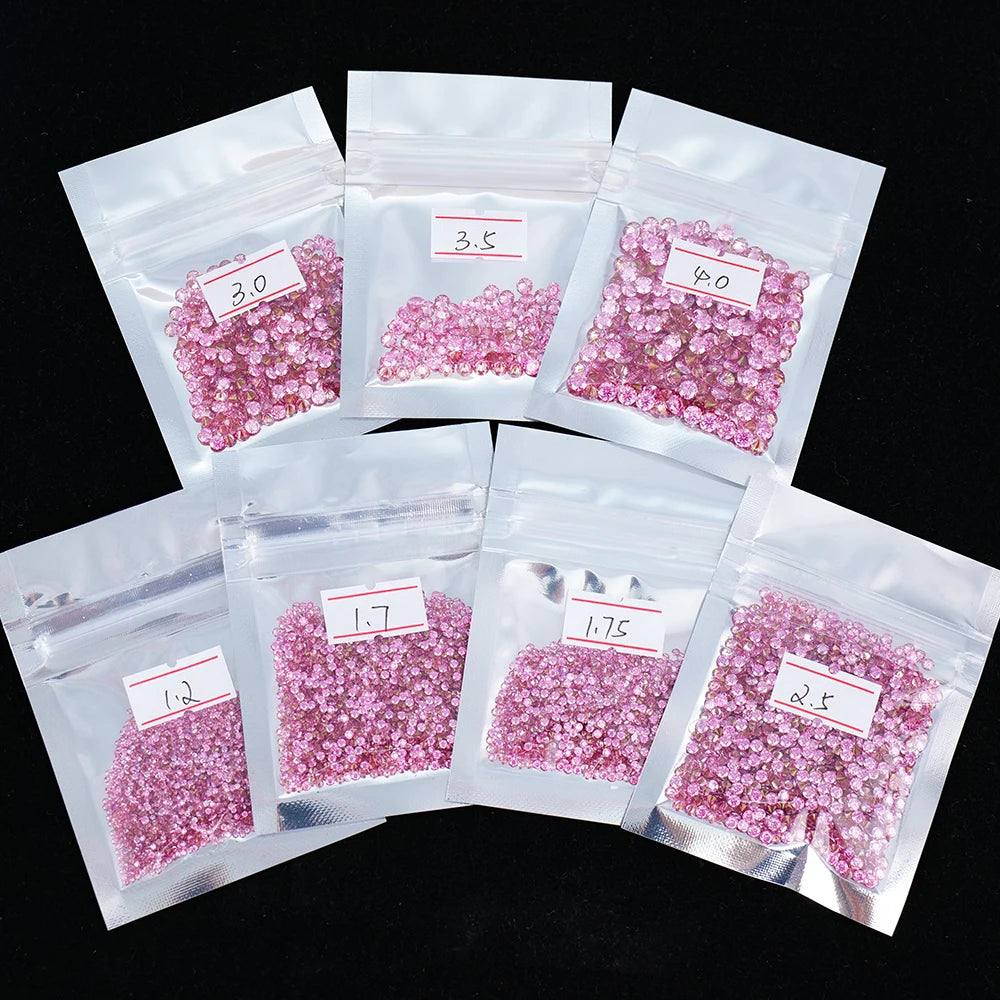 Pass Diamond test Gra Certificate 0.8-2mm 0.8mm 2mm Round pink Color Small Size Vvs Loose Diamond Melee Moissanite Mossanite