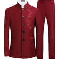 XXS-3XL 2 Pcs Suit Set Blazers Jacket Pants Men's Casual Boutique Single Breasted Stand Collar Tunic Suits Coat Trousers