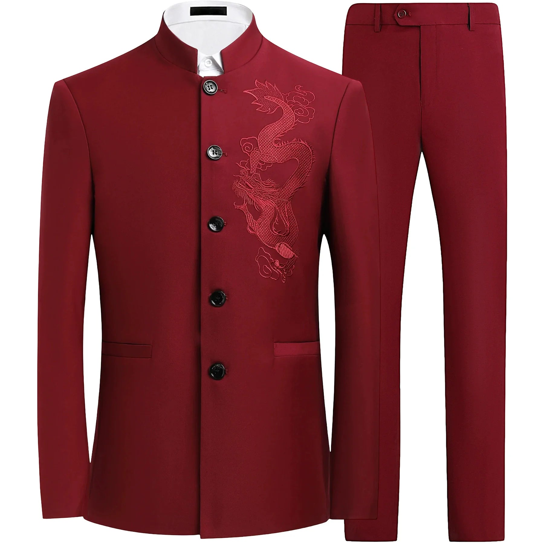 XXS-3XL 2 Pcs Suit Set Blazers Jacket Pants Men's Casual Boutique Single Breasted Stand Collar Tunic Suits Coat Trousers