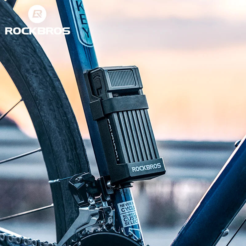 ROCKBROS Alloy Steel High Security Motorcycle Heavy Duty Keyed Bracket Folding Guard Anti-theft Bike Chain Lock