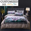 Latest Woven 100% Cotton Four Piece Bedding Set Home Choice Bedding Kit Duvet Cover Bed Sheet Pillowcase Plant Pattern Modern