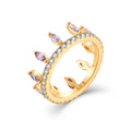 Qx Crown Gold Plated Luxury Fashion Fine Jewelry 925 Silver Zircon Rings for Women Valentine's Mother's Day Wedding Band Gift