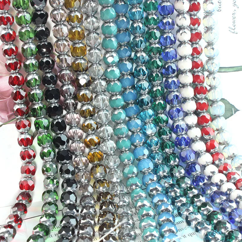 8mm Faceted Round Ball Beads Crystal Silver Plated Lantern Jewelry Accessories Glass Crystal Bead Strand Lampwork Crystal