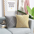 Cotton Embroidery Cushion Cover Yellow Decorative Throw Pillow Cover Geometric Invisible Zipper Pillow Cover for Living Room
