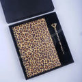 2025 Custom Creative Gift Set Leopard Print Design Diamond Pen A5 Coil Notebook for Ladies Promotional Advertising Gifts