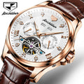 JSDUN 8926 OEM Custom Logo Fashion Automatic Leather Waterproof Watch Automatic Tourbillon Mechanical Wrist Watches for Men