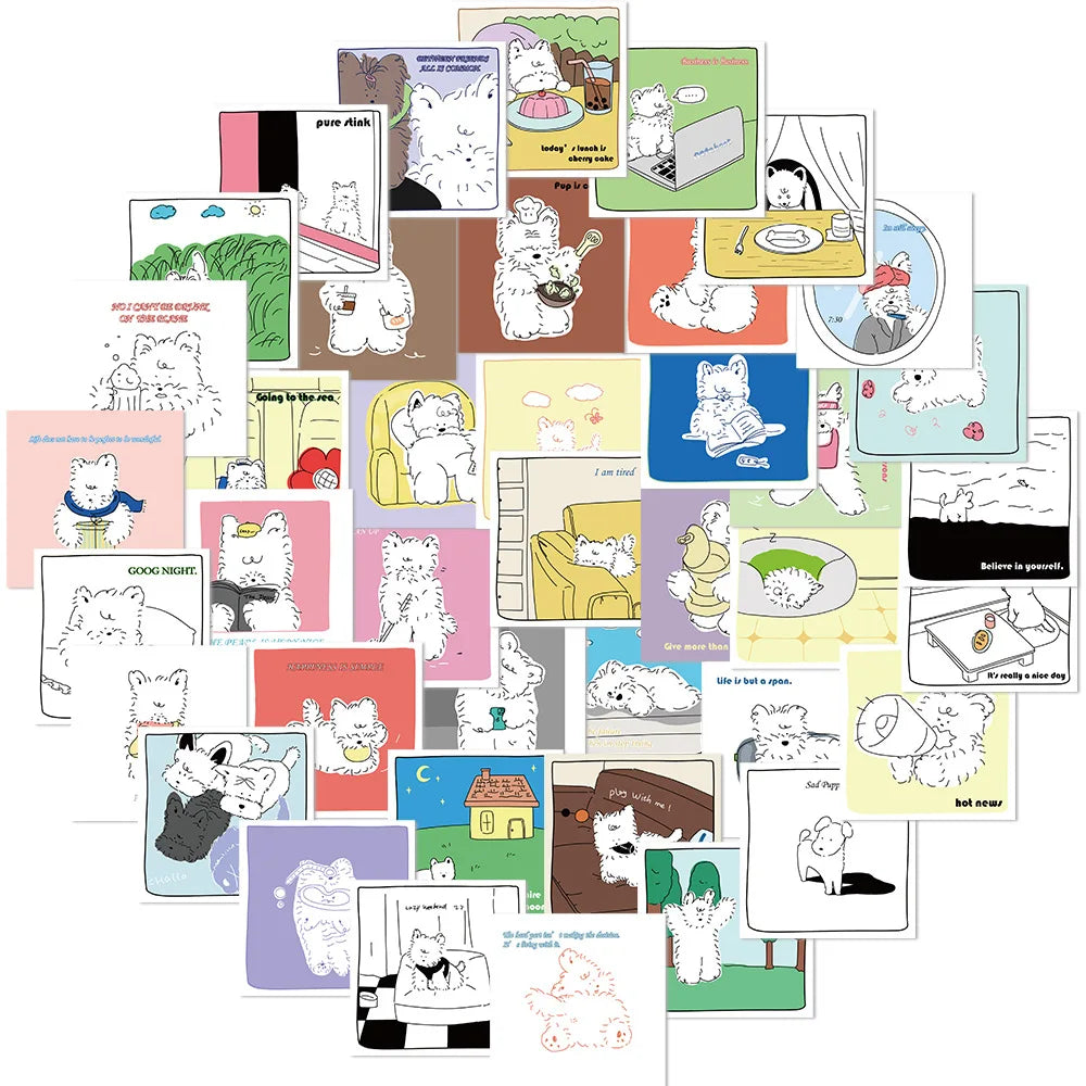 40PCS Creative lovely cartoon west highland white terrier decals funny cute dog sticker
