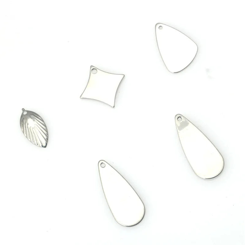 Stainless Steel Leaf Diamond-shaped Droplet Pendant Necklace Bracelet Diy Stainless Steel Jewelry Accessories