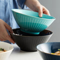 Japanese 8-Inch White Black Green Ramen Bowl Gold Rim Disposable Eco-Friendly Ceramic Porcelain Party Home Restaurant Vertical