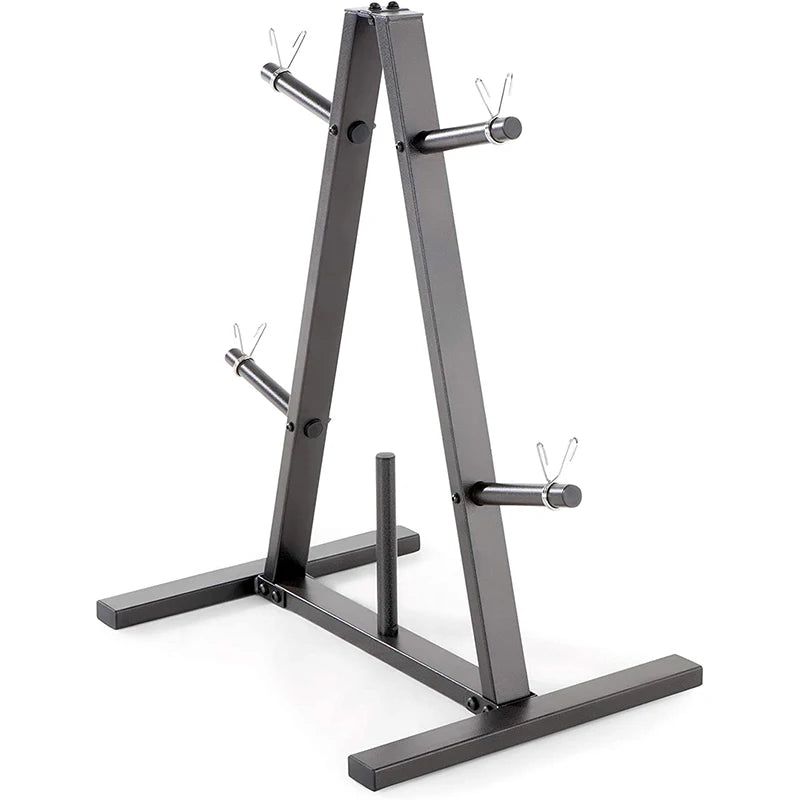Olym Barbell Holder Weight Rack Metal Storage Stand with 4 Barbell Holders and Weight Plates Rack