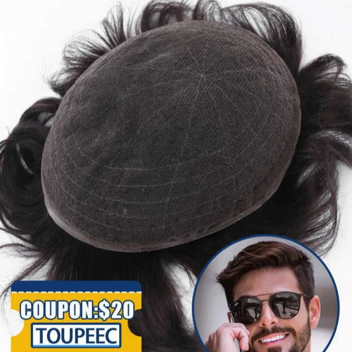 Hot Selling Products 2024 Full Lace Human Hair Replacement Systems Toupee Natural Black Remy Human Hair Male Toupee Hair Pieces