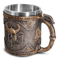 New Design Stainless Steel Handgrip Double Wall 450ml Sublimation Food Safe Medieval 3D Resin Retro Beer Mug
